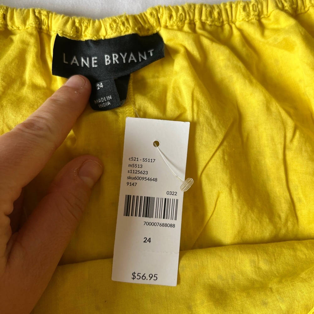 NWT Lane Bryant Yellow Spaghetti Straps Eyelet Fabric Camille Top Size 24‎ - Picture 2 of 6